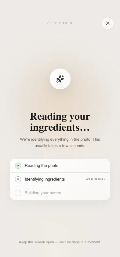 Pantryx identifying ingredients from the photo